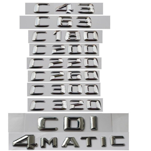 for 3D C Class C63 C43 C55 AMG C180 C200 C220 C300 C320 C350 4MATIC CDI Trunk Badge Chrome Letters Emblems (C63,Chrome)