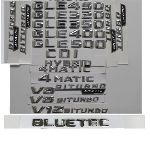3D Chrome Plastic Trunk Rear Letters Badge Emblem Sticker for GLE250 GLE350 GLE400 GLE450 GLE500 GLE550 CDI 4MATIC (Chrome,CDI)