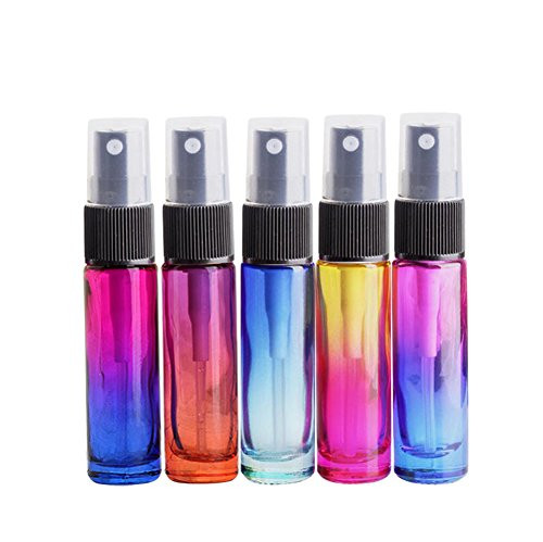 Furnido Colorful Glass Perfume Spray Bottle 5ml 10ml Refillable Mini Gradient Colors Glass Atomizer Empty Perfume Bottle With Atomizer Scent Pump Cosmetic Containers 6pcs/set for Travel (10ml)