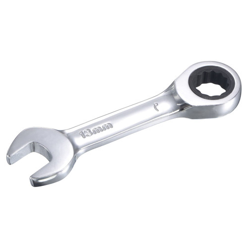 uxcell 13mm Stubby Ratcheting Combination Wrench Metric 72 Teeth 12 Point Box Ended Tools, CR-V