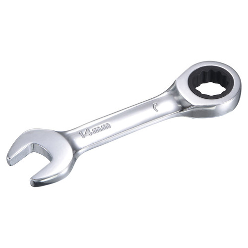 uxcell 14mm Stubby Ratcheting Combination Wrench Metric 72 Teeth 12 Point Box Ended Tools, CR-V