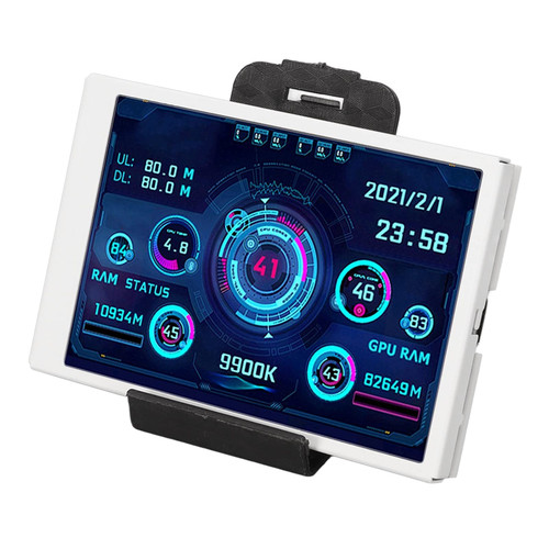 3.5 inch IPS USB Mini Screen, PC Temperature Display for PC AIDA64 Computer Case Secondary Screen, IPS Full View Display Small Screen CPU RAM HDD Data Monitor (White)
