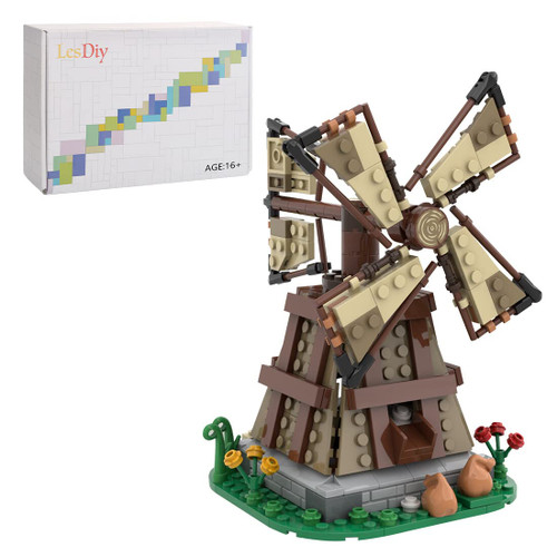 GOODEASE Medieval Windmill Building Blocks Model MOC-117560, Pinwheel Modular Buildings Blocks Toy Kits, Compatible with Lego City Creator, 322 Pieces