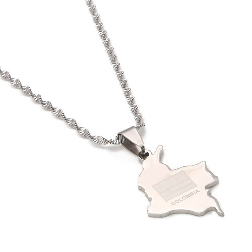 Colombia Map Pendant Necklace Map of Colombian Jewelry (Silver) Colombia Map Pendant Necklace Map of Colombian Jewelry (Silver)