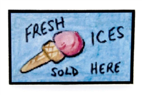 Melody Jane Dollhouse Fresh ICES Display Sign Miniature Ice Cream Store Shop Accessory