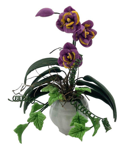 Melody Jane Dolls Houses Dollhouse Purple & Orange Flower Display in Vase Miniature Garden Accessory