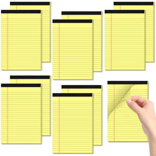 Small Legal Pads 5x8 Yellow 10 Pack Small Note Pads 5x8 College Ruled Yellow Notepads 80 GSM Lined Pads of Paper Notebook for Work Yellow Small Tablets Paper 5x8 Narrow Ruled Legal Pad 30 Sheets/Pad