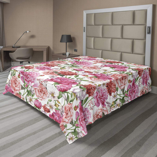 Ambesonne Watercolor Flower Flat Sheet, Victorian Floral Pattern Painting Style Print with Peonies Roses, Soft Comfortable Top Sheet Decorative Bedding 1 Piece, Queen Size, Pink White Ambesonne Watercolor Flower Flat Sheet, Victorian Floral Pattern Painting Style Print with Peonies Roses, Soft Comfortable Top Sheet Decorative Bedding 1 Piece, Queen Size, Pink White