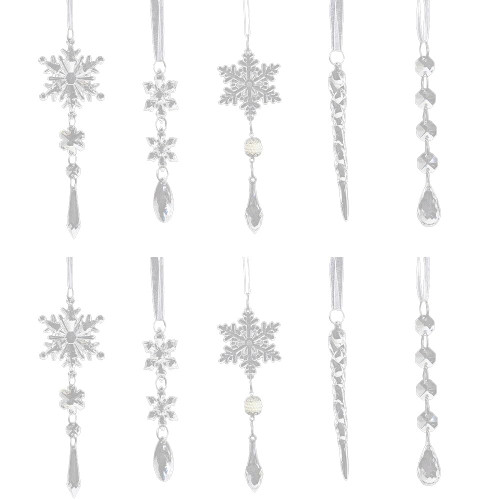 10pcs Christmas Tree Decoration Crystal Ornaments - Hanging Acrylic Christmas Snowflake Icicle Drop Crystal Ornaments for Christmas Tree Winter New Year Party Supplies 10pcs Christmas Tree Decoration Crystal Ornaments - Hanging Acrylic Christmas Snowflake Icicle Drop Crystal Ornaments for Christmas Tree Winter New Year Party Supplies
