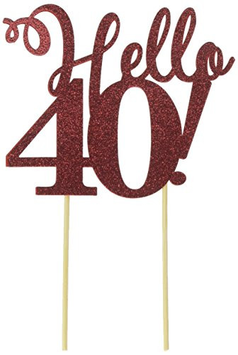 All About Details Red Hello 40! Cake Topper