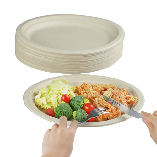 GDJMLai 50 Pack Compostable 12.6" oval Heavy Duty Dinner Plates Eco-Friendly Disposable Bagasse Papers Plates Made of Natural Sugarcane Fibers Biodegradable Paper Plates Sturdy Microwave & Oven Safe