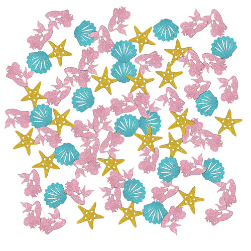 INNORU Mermaid Confetti Glitter, Ocean World Baby Shower Birthday Scatter Confetti, Under the Sea Wedding Table Decorations Confetti, 120pcs