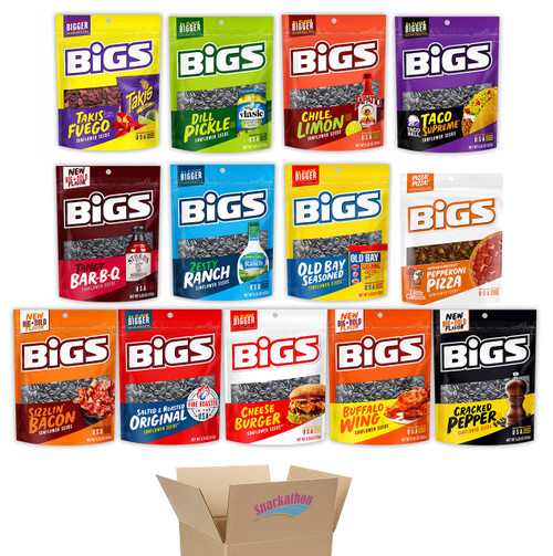 Snackathon Variety, BIGS Sunflower Seeds Variety Pack Sampler, All Flavors, 5.35 Ounce, 1 Bag per Flavor (Pack of 13) Snackathon Variety, BIGS Sunflower Seeds Variety Pack Sampler, All Flavors, 5.35 Ounce, 1 Bag per Flavor (Pack of 13)