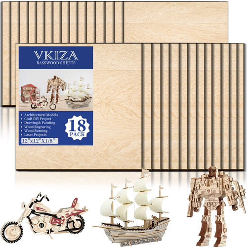 18 Pack Basswood Sheets 12"x12"x1/8" for Crafts, Unfinished Wood, Basswood Craft Wood Board Perfect for DIY Ornaments and Models Drawing Painting Engraving Wood Burning and Laser Cutting. 18 Pack Basswood Sheets 12"x12"x1/8" for Crafts, Unfinished Wood, Basswood Craft Wood Board Perfect for DIY Ornaments and Models Drawing Painting Engraving Wood Burning and Laser Cutting.
