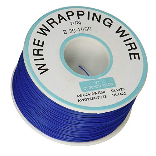 Yootop Blue PCB Solder Wrapping Wire PVC Coated Tin-Plated Copper 30AWG Wire Cable Roll 1000Ft P/N-30-1000
