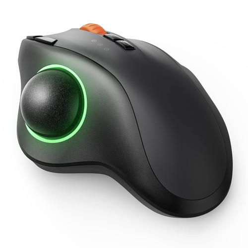 ProtoArc RGB Wireless Trackball Mouse with 3 Device Connection, Rechargeable Bluetooth Ergonomic Rollerball RGB Mouse, USB-C Port and Thumb Control for PC Computer Laptop Tablet Mac