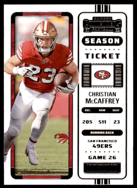 2022 Panini Contenders Season Ticket #15 Christian McCaffrey San Francisco 49ers NFL Football Trading Card