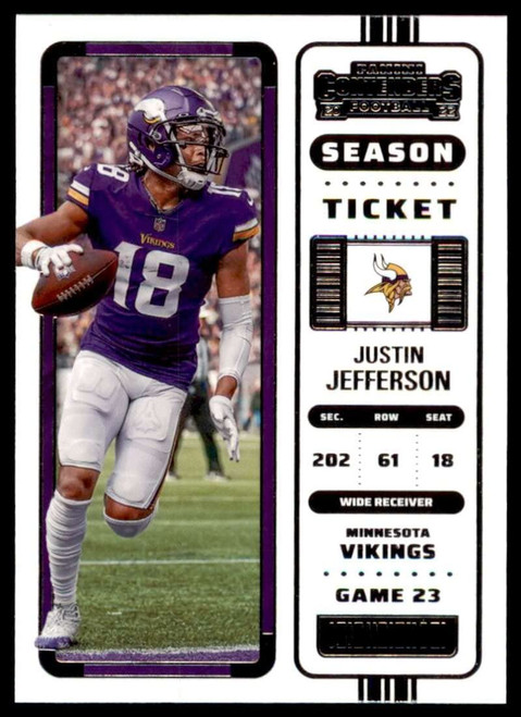 2022 Panini Contenders Season Ticket #55 Justin Jefferson Minnesota Vikings NFL Football Trading Card