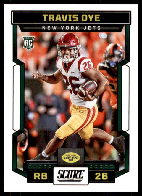 2023 Score #329 Travis Dye RC Rookie New York Jets NFL Football Trading Card 2023 Score #329 Travis Dye RC Rookie New York Jets NFL Football Trading Card