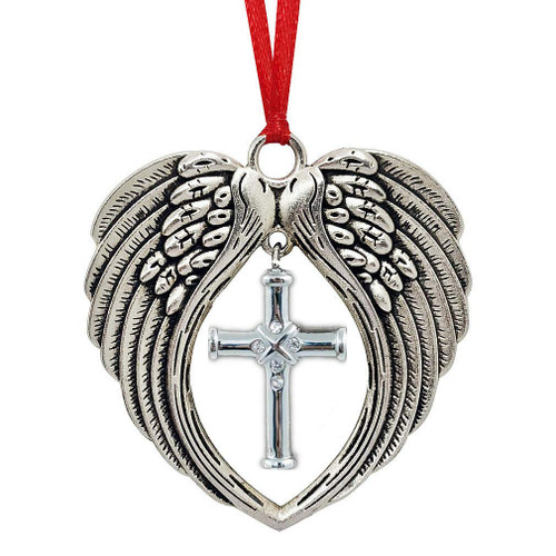JUPPE Sympathy Gifts for Loss of Loved One, Memorial Thoughtful Bereavement Gifts Angel Wings and Cross Charm Christmas Ornament Decor JUPPE Sympathy Gifts for Loss of Loved One, Memorial Thoughtful Bereavement Gifts Angel Wings and Cross Charm Christmas Ornament Decor