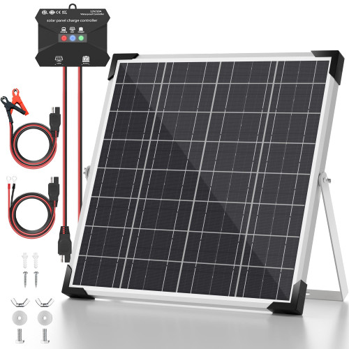 Voltset 20W Solar Battery Trickle Charger Maintainer + Upgrade 10A MPPT Charge Controller + Adjustable Mount Bracket, 12V Waterproof Solar Panel Trickle Charging Kit for Car RV Boat Motorcycle Trailer Voltset 20W Solar Battery Trickle Charger Maintainer + Upgrade 10A MPPT Charge Controller + Adjustable Mount Bracket, 12V Waterproof Solar Panel Trickle Charging Kit for Car RV Boat Motorcycle Trailer
