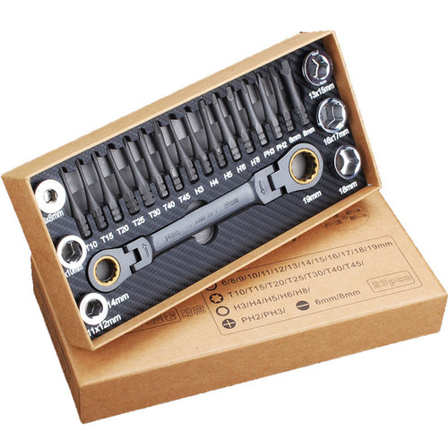 23pcs Flexible Head- Ratchet Wrench Socket Screwdriver Bits Multifunctional Ratchet Spanner Set Auto Repairing Tool Ratcheting Wrench Set Automotive Tool DIY Tool Set 23pcs Ratchet Wrench Bits