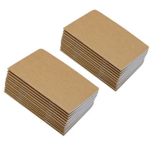 24 Pcs 5.5 Inch x 3.5 Inch Brown Cover Pocket Notebook 32 Sheets (64 Pages) 8 mm Ruled Pages 70 Gsm Paper (Lined(Pack of 24), Brown)