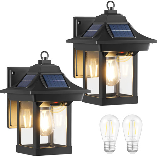 Joyoolife 2-Pack Solar Motion Sensor Lights Outdoor, Solar Outdoor Wall Lights, Solar Wall Lights Outdoor, Solar Lights for Outside