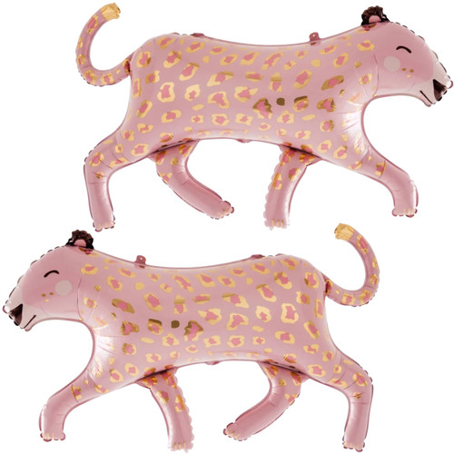 2PCS Pink Leopard Balloons Foil Jungle Theme Jungle Party Balloon Birthday Party Wild One Safari Zoo Jungle Theme Cheetah Balloon Leopard Cheetah Shaped Animal Balloons