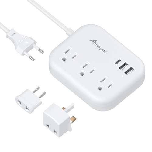 European Travel Plug Adapter, Alitayee EU/UK/US Travel Power Strip with 3 Outlets 3 USB Ports, International Universal Plug Adapter with 3ft Extension Cord to EU UK Italy Spain France Germany Cruise European Travel Plug Adapter, Alitayee EU/UK/US Travel Power Strip with 3 Outlets 3 USB Ports, International Universal Plug Adapter with 3ft Extension Cord to EU UK Italy Spain France Germany Cruise