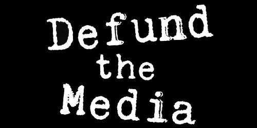 Let it Fly Defund The Media Black & White Vinyl Decal Bumper Sticker
