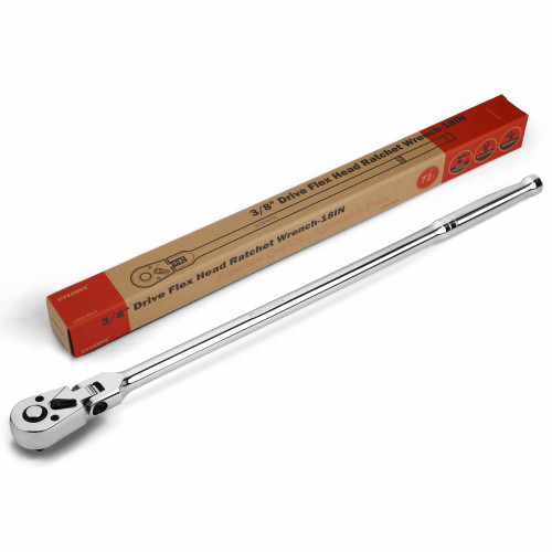 UYECOVE 3/8-Inch Drive Ratchet, Flex Head Ratchet 3/8 Ratchet Long Handle, 72 Tooth Quick Release Cr-Mo Head Socket Wrench-18/457mm