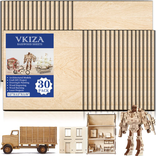 30 Pack Basswood Sheets 12"x12"x1/8", 3mm Basswood for Laser Cutting, Thin Plywood Board Unfinished Wood for Crafts, DIY Architectural Models Making, Wood Engraving, Wood Burning Product. 30 Pack Basswood Sheets 12"x12"x1/8", 3mm Basswood for Laser Cutting, Thin Plywood Board Unfinished Wood for Crafts, DIY Architectural Models Making, Wood Engraving, Wood Burning Product.
