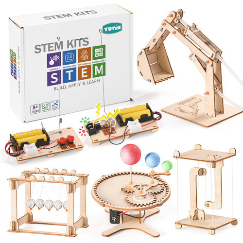 STEM Science Kits, 5 Set Building Kits for Kids Ages 8-12, 3D Wooden Puzzles, Wood Crafts for Boys 6-8, Science Experiment Projects, Woodworking Model Kit, STEM Toys for 6 7 8 9 10 11 12 14 Years Old