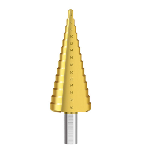Step Drill bit 1pcs 4-30mm HSS Straight Groove Step Drill Bit titaniums Coated Wood Metal Hole Cutter Core Drilling Tools Set Hole Saw