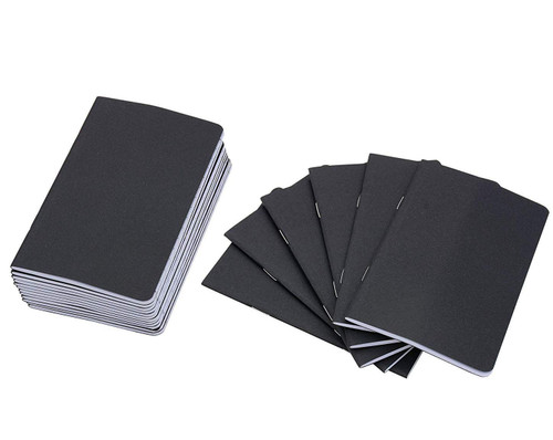 48 Pcs 5.5 Inch x 3.5 Inch Black Cover Pocket Notebook 32 Sheets (64 Pages) Blank Pages 70 Gsm Paper