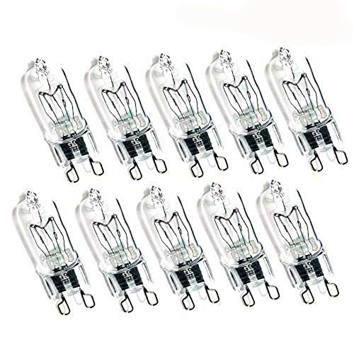 JKLcom G9 120V 60W Halogen Bulbs T4 G9 Halogen Bulbs G9 Base Bi-pin Halogen Bulb T4 JCD 120V G9 60 Watt Halogen Light Bulb,Clear,Pack of 10