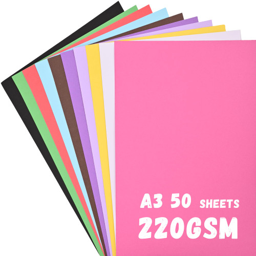 50 Pcs Poster Boards, VinTS 11.7 * 16.5 Inches A3 Size 10 Assorted Colorful Poster Board Bright Blank Display Board for School Arts, Classroom Crafts, Exhibits and Notices