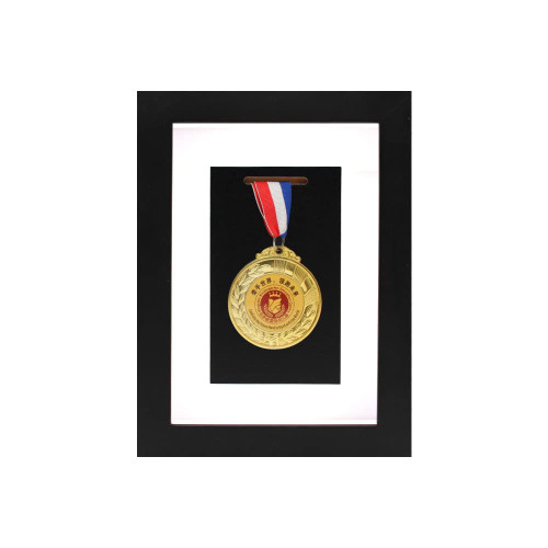 Medal Display case- Wooden Medal Display Frame, 6" x 8" Photo Frame Medal Medal Display for Military Medal Display, Marathon, Swimming, Football, case for Medals for Sports Medal Display(Black)