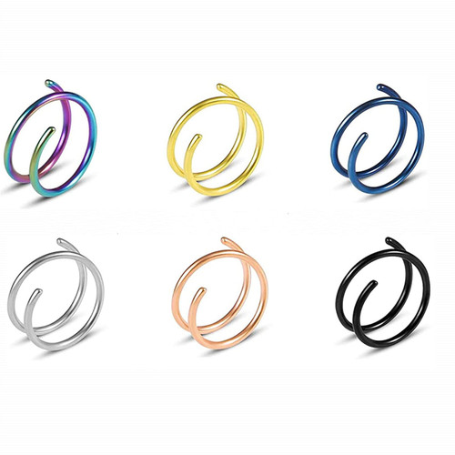 XUKEKOY 6Pcs Double Nose Ring for Single Piercing Nose Hoop Twist Earring Ring Hoop for Women One Hole Silver Spiral Nose Hoop Nostril Piercing Jewelry 20G 8mm