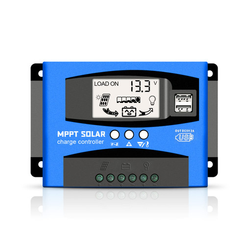 WERCHTAY 60A MPPT Solar Charge Controller 12v/24v Current Auto Focus MPPT Tracking Charge with LCD Display Dual USB Solar Regulator Charge Controller Multiple Load Control Modes