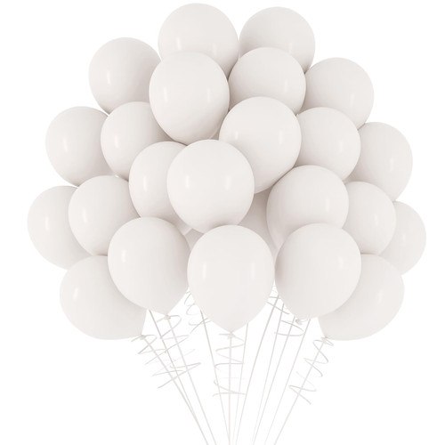 RUBFAC White Balloons, 70pcs 5 Inch White Balloons and Ribbon, Thick Latex Balloons for Birthday Wedding Baby Shower Graduation Anniversary Party Decorations RUBFAC White Balloons, 70pcs 5 Inch White Balloons and Ribbon, Thick Latex Balloons for Birthday Wedding Baby Shower Graduation Anniversary Party Decorations