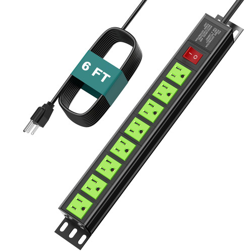 8 Outlet Power Strip Surge Protector, Heavy Duty Metal Power Strip, Wide Spaced Wall Mount Power Strip for Home Office Workshop Shop, Green 8 Outlet Power Strip Surge Protector, Heavy Duty Metal Power Strip, Wide Spaced Wall Mount Power Strip for Home Office Workshop Shop, Green