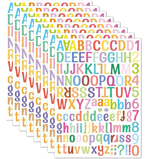 8 Sheets Letter Stickers, ZBOYZ Colored Waterproof Alphabet Stickers, Vinyl Self-Adhesive Sticker Letters, 1 inch Numbers and Alphabet ABC Stickers, for Arts Crafts Sign Mailbox Labels DIY Making