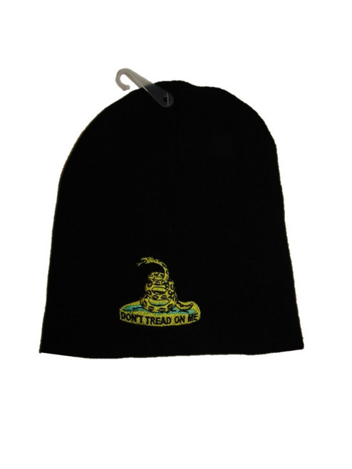 AES 8" Black Gadsden Don't Tread On Me Embroidered Winter Beanie Skull Cap Hat