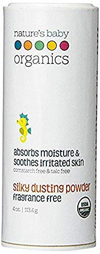 Nature's Baby Organics USDA Silky Dusting Powder, Fragrance Free, 4 oz. | Skin Relief - Babies, Kids, Adults! Gentle, Soft for Chafing | No Synthetics, Preservatives, Cornstarch, or Talc