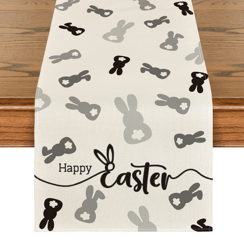 Artoid Mode Black Rabbit Bunny Doll Color Happy Easter Table Runner, Seasonal Spring Holiday Kitchen Dining Table Decoration for Home Party Decor 13x72 Inch Artoid Mode Black Rabbit Bunny Doll Color Happy Easter Table Runner, Seasonal Spring Holiday Kitchen Dining Table Decoration for Home Party Decor 13x72 Inch