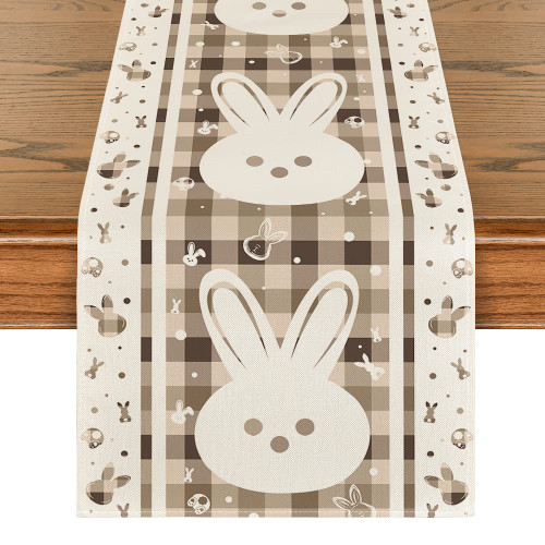 Artoid Mode Buffalo Plaid Bunny Polka Dot Easter Table Runner, Seasonal Spring Summer Kitchen Dining Table Decoration for Home Party Decor 13x72 Inch Artoid Mode Buffalo Plaid Bunny Polka Dot Easter Table Runner, Seasonal Spring Summer Kitchen Dining Table Decoration for Home Party Decor 13x72 Inch