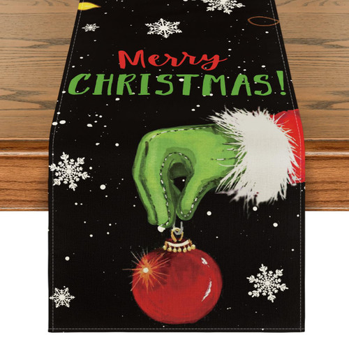 Artoid Mode Merry Christmas Table Runner Black, Seasonal Winter Xmas Holiday Kitchen Dining Table Decoration for Outdoor Home Party Decor 13 x 72 Inch Artoid Mode Merry Christmas Table Runner Black, Seasonal Winter Xmas Holiday Kitchen Dining Table Decoration for Outdoor Home Party Decor 13 x 72 Inch