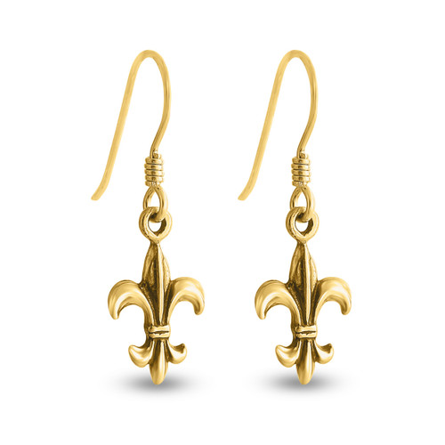 Azaggi Sterling Silver Handcrafted Hook Earrings Fleur De Lis (gold-plated-silver)